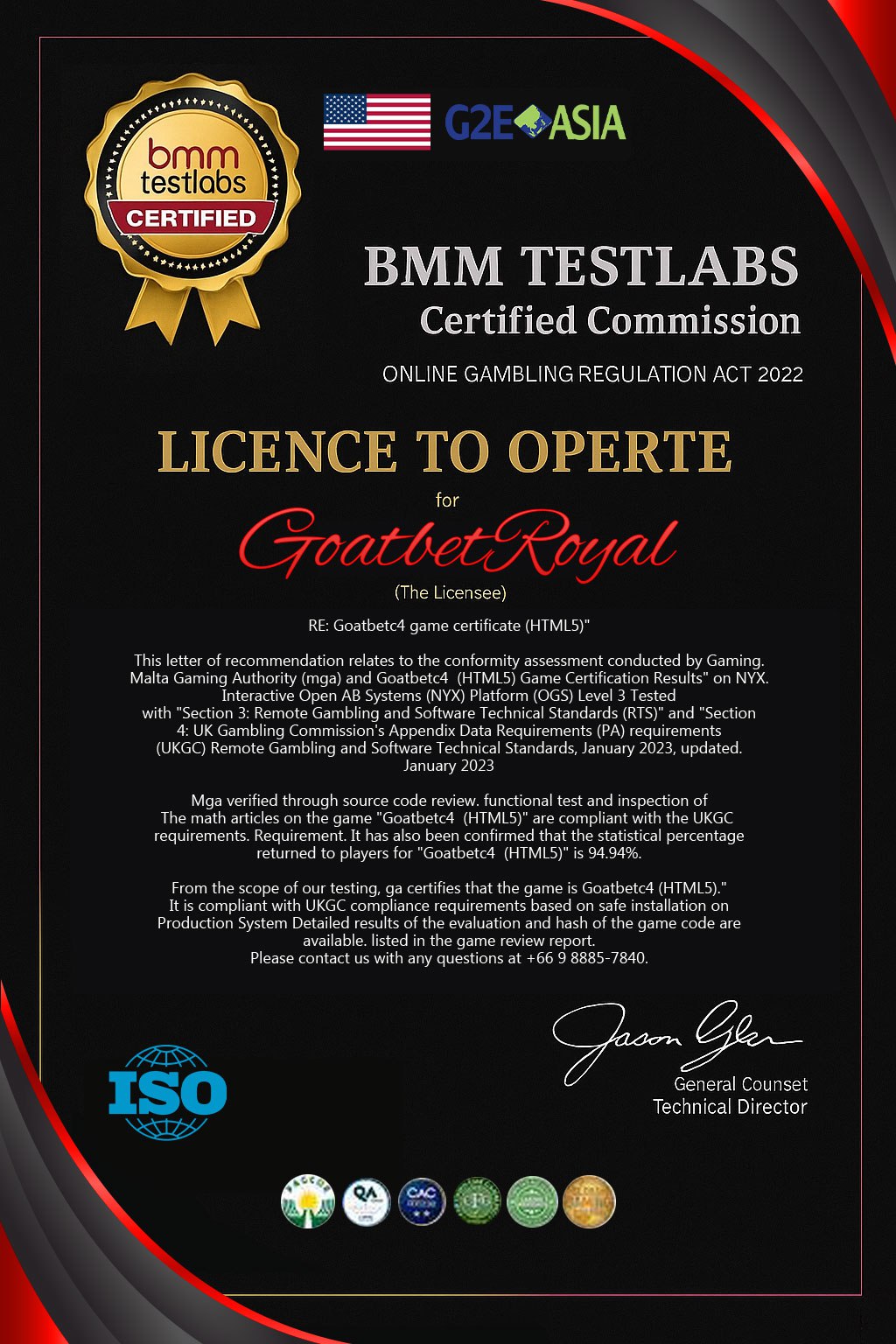 BMM Certificate